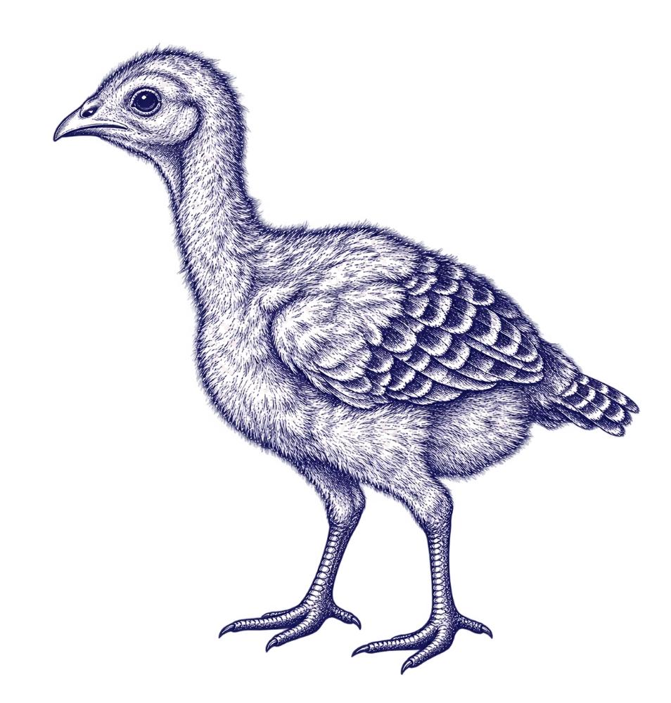Engraved turkey poult