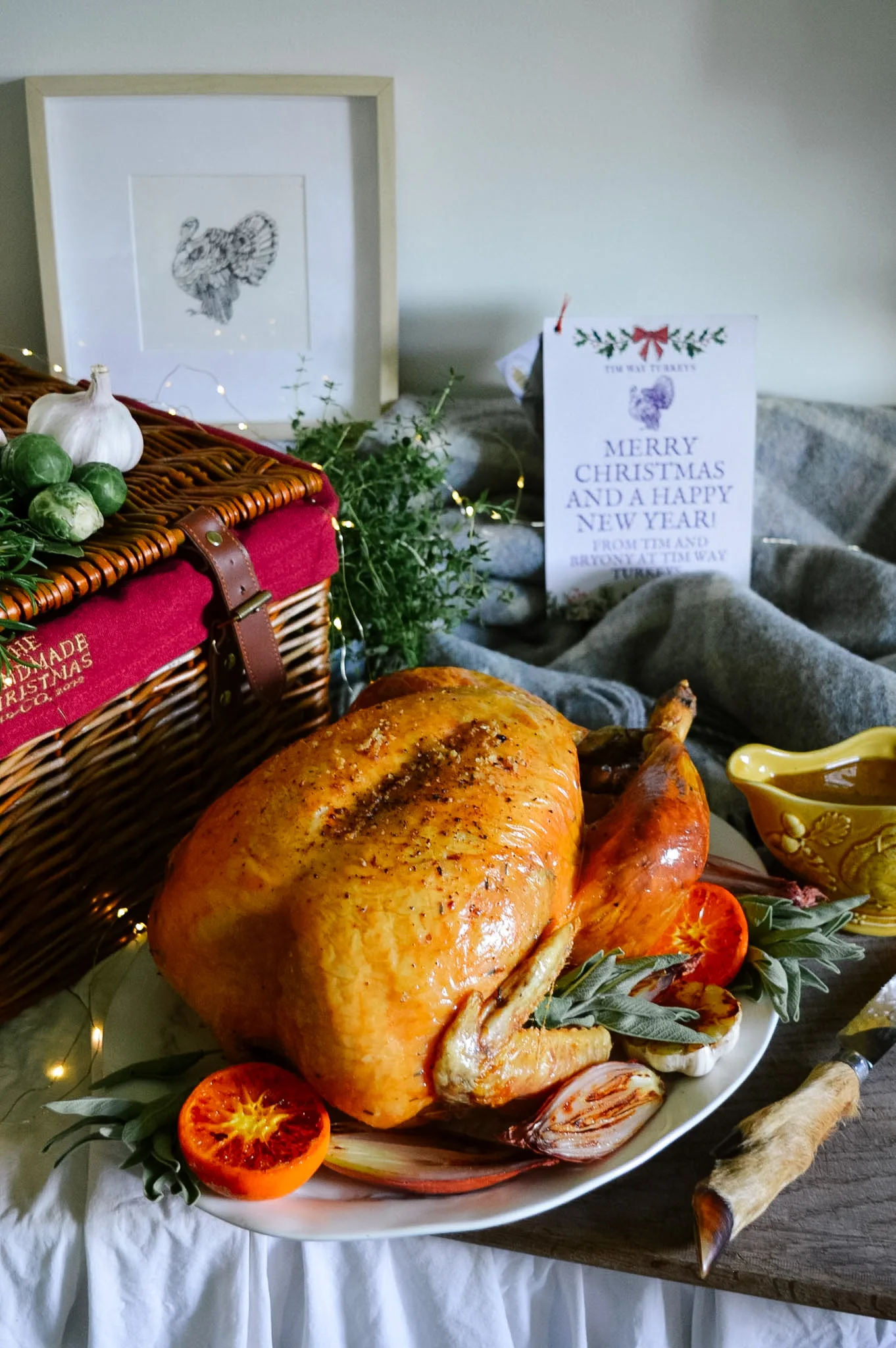 A roast Tim Way turkey on the Christmas table